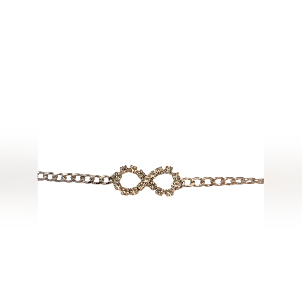 Silver CubicZirconia Infinity Chain Bracelet Adjustable